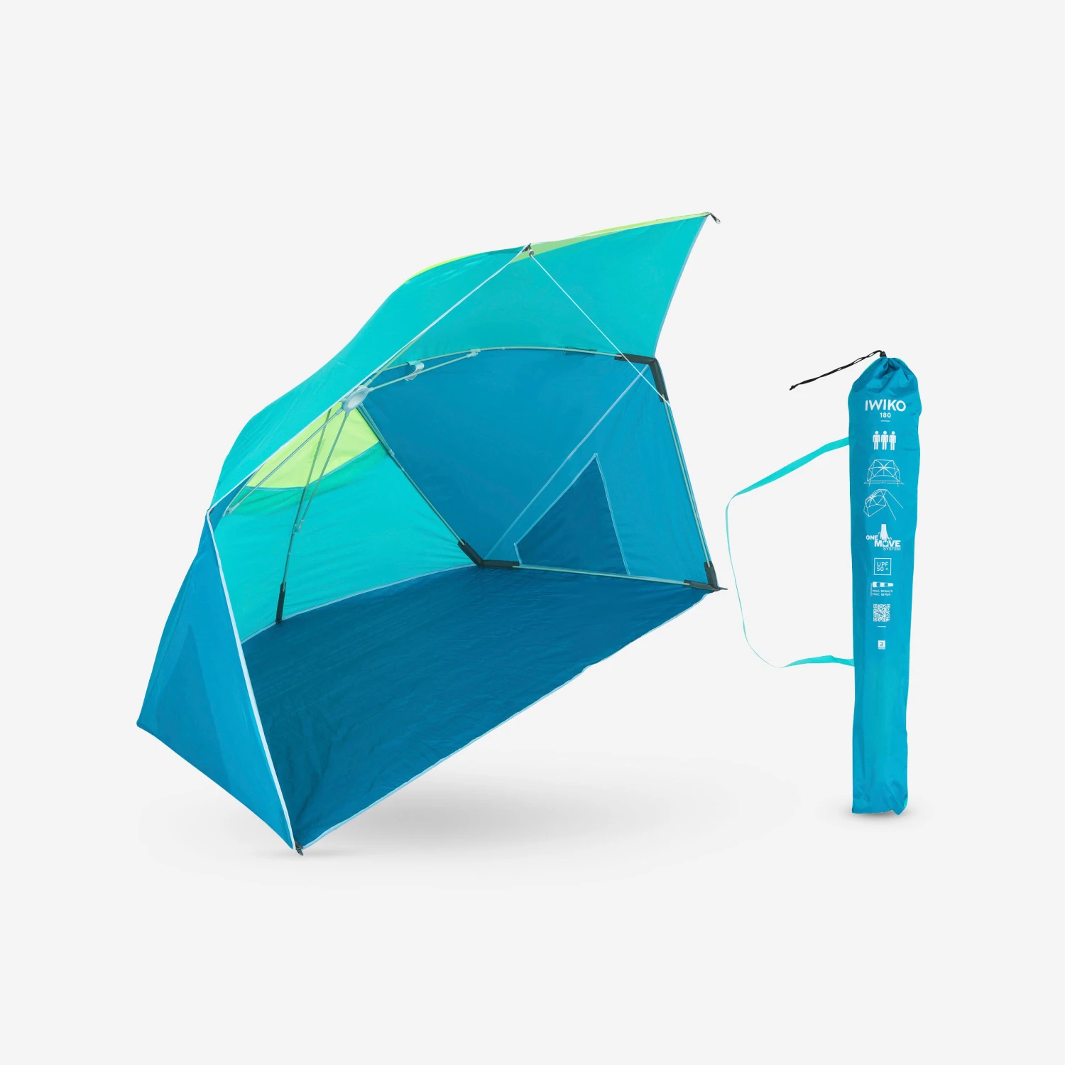 3-person Sun Shelter Beach Parasol UPF50+ Iwiko 180 - Blue Yellow 3 3-person Sun Shelter Beach Parasol UPF50+ Iwiko 180 - Blue Yellow